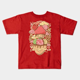 Cute strawberry and cherry ice cream bubble head cutie Kids T-Shirt